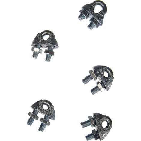 Lot de 25 serre-câbles étrier, Acier zingué semelle fonte, Pour câble Diam. 5 mm, Fixation De 2 Câbles, Permet De Serrer Des Câbles De Diamètres Importants, Sécurité Accrue (1/3)