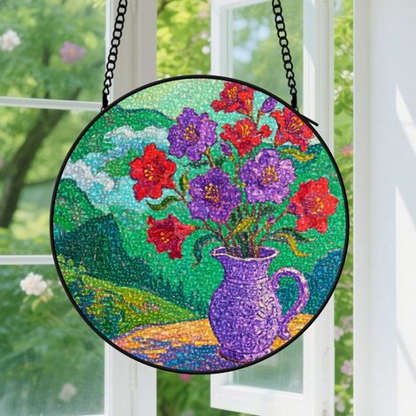 9cm Accroche-soleil vitrail végétal, décoration murale, cadeau Noël et anniversaire (1/5)
