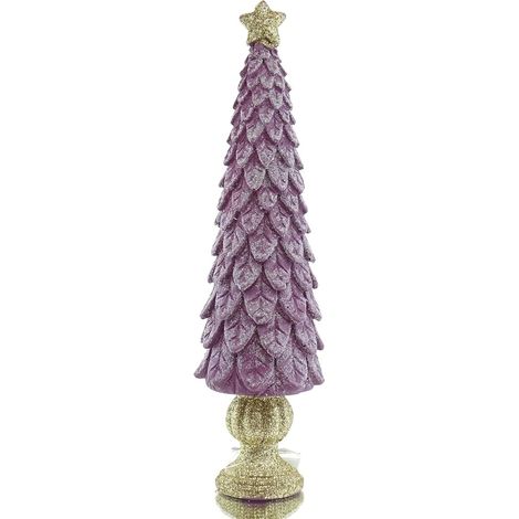 Riffelmacher Weihnachtsdeko Tannenbaum Lila mit goldenem Stern 20 cm - Polyresin