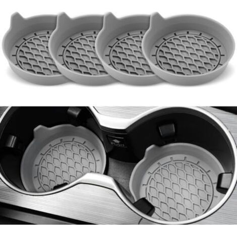 Sous-verres pour voiture, gris, 8 x 8 x 3 cm, lot de 4 coussinets antidérapants pour porte-gobelets de voiture