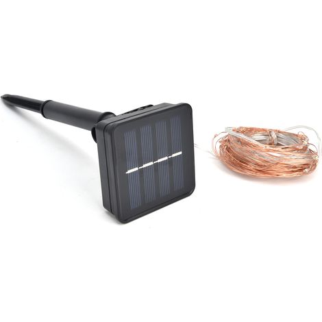 Guirlande lumineuse solaire 100 LED multicolores, fil de cuivre, 8 modes d'éclairage, décoration pour maison, jardin, mariage et fêtes, 10 m (1/5)