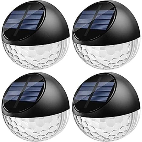 Lot de 4 LED Lampes Solaire Applique Murale Extérieur IP65 Étanche Éclairage Décorative Lumière Blanc Chaud, Lampe de Clôture Mur Terrasse Jardin Porte d'entrée Escalier Cour Allée Chemin [Classe éner