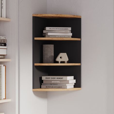 Étagère d'angle Ecki, Anthracite/chêne doré, 30x60cm, Vicco
