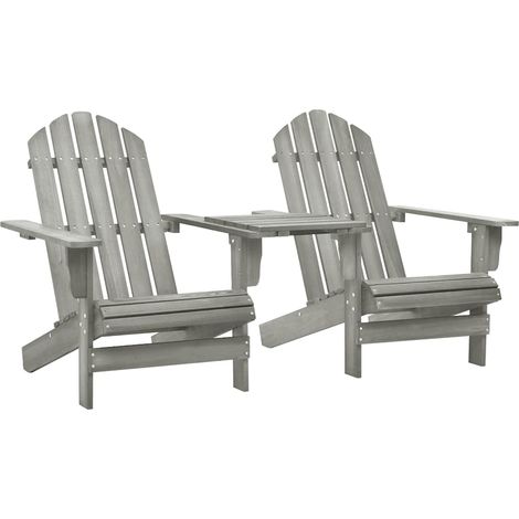 Chaises de jardin-Chaise de terrasse-Chaise d'extérieur Adirondack avec table bois de sapin gris (1/5)