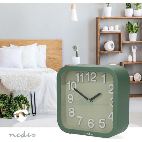 Nedis Analoger Schreibtisch Wecker / Snooze-Funktion / leises Uhrwerk / Grün