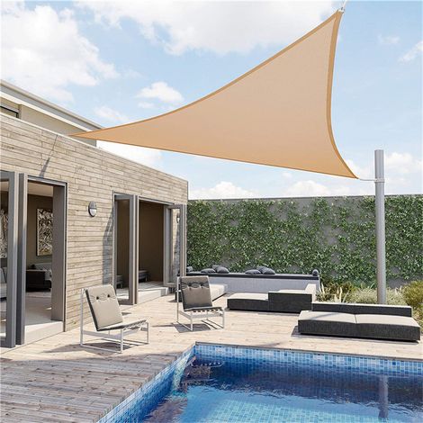 Store triangulaire - Kaki - 3 m x 3 m x 3 m - Toile d'ombrage imperméable - Protection solaire extérieure (1/3)