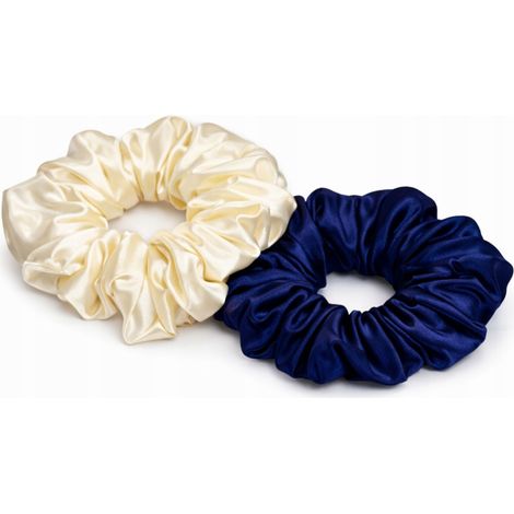 JUEGO DE 2 DIADEMAS DE SATINADO 13 cm COLOR CRUDO AZUL MARINO (1/5)