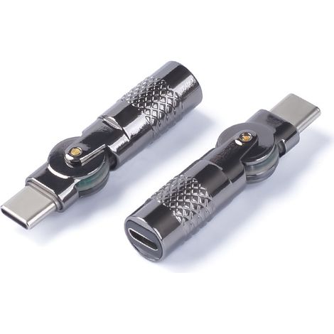 Drehbarer Ladeadapter aus Zinklegierung mit integrierter LED und Micro-USB-Buchse auf USB-C-Anschluss für Datenübertragung und Aufladung. (1/5)