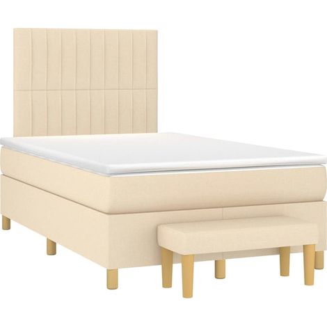 vidaXL Sommier à lattes de lit avec matelas crème 120x190 cm tissu (1/5)