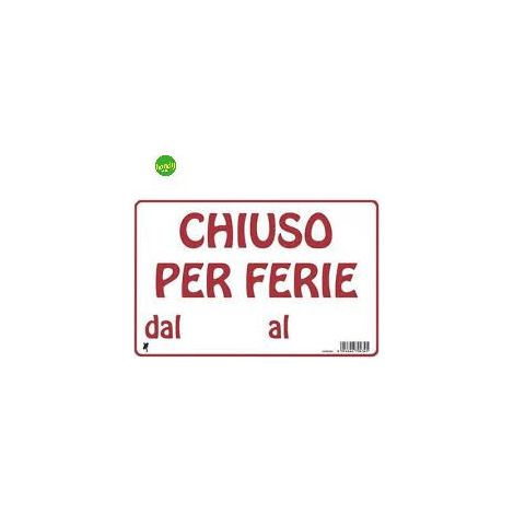 Cartello 3M chiuso per ferie biano 20 x 30 cm
