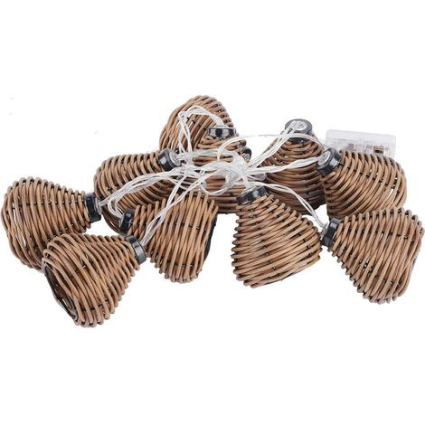 10 pièces Lampes En Rotin Osier Sepak Takraw Ball Lampe Guirlande Lumineuse Led Boules En Rotin FéEs De DéCoration De Mariage Fonctionne sur Piles (1/5)