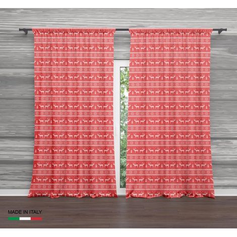 TENDA TIROLESE ROSSA MAGLIA cm.160X300 confezionata MADE in ITALY misto lino