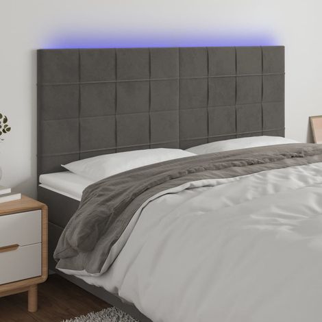 LED Kopfteil Dunkelgrau 180x5x118/128 cm Samt vidaXL (1/5)