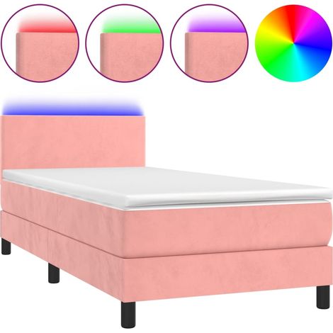 Maison Exclusive - Boxspringbett mit Matratze & LED Rosa 100x200