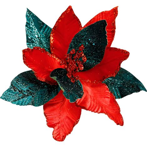 Guirlande Florale Simulée - Rouges Et Vertes - Décoration De Sapin De Noël - Pour Intérieur - Lot De 1 (1/5)