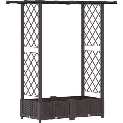 Parterre de fleurs avec pergola et toit marron, 122,5 x 40 x 123 cm (PP) (1/5)