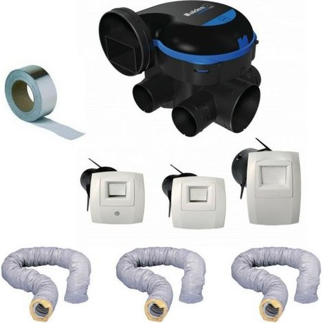 Aldes – Kit complet VMC double flux Easyhome Hygro Classic – Débit max 28W – Pour 1 cuisine et 4 sanitaires – Gaine isolée 80/125/160mm (1/3)