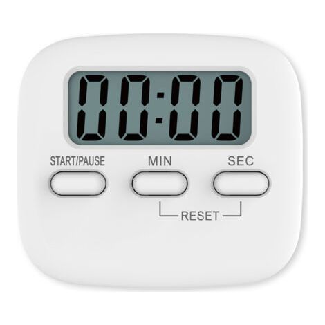 Minuteur de Cuisine magnétique avec Grand écran LCD, avec chronomètre, Alarme puissante et Compte à rebours, Blanc
