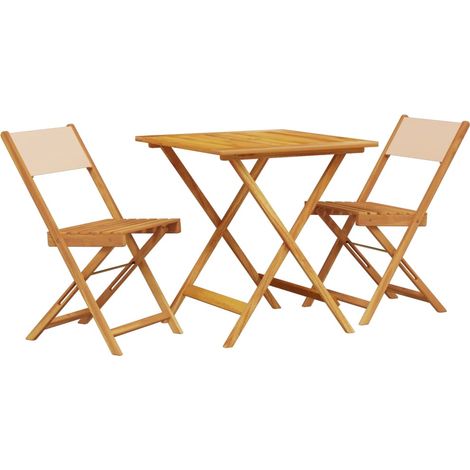 Maison Exclusive - Set da Bistrot 3pz Beige in Tessuto e Legno Massello