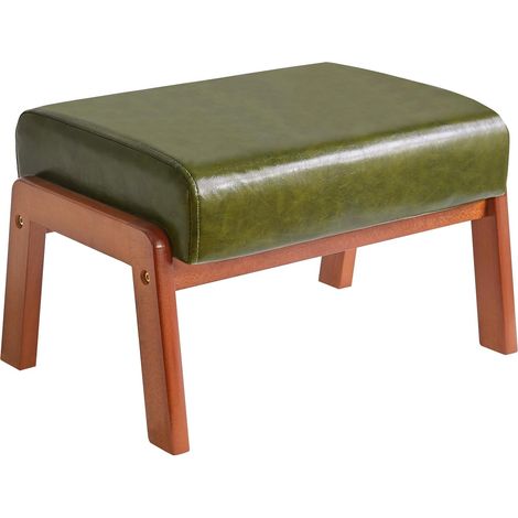 Petit Repose-Pieds Rectangulaire, Faux Cuir PU, Vert Foncé WBD013GR (1/5)