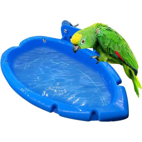 Baignoire Pour Oiseaux - 1 Pièce - Plastique - Douche Et Mangeoire - Cage Perroquet Perruche - 18x10x4 Cm (1/5)