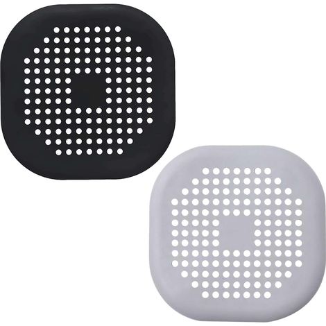 2 pièces attrape-cheveux, couvercle de drain de cheveux carré pour douche, bouchon de cheveux en silicone avec ventouse, facile à installer, convient pour salle de bain, baignoire, cuisine, lot de 2 c (1/4)