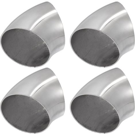 Tube De Coude D'Échappement A 45 Degrés 63mm Lot 4 Pour Voiture  Acier Inoxydable SS304, Argenté, Diamètre Extérieur 63mm, Épaisseur 1.5mm, Résistant À La Rouille, Facile À Installer (1/5)