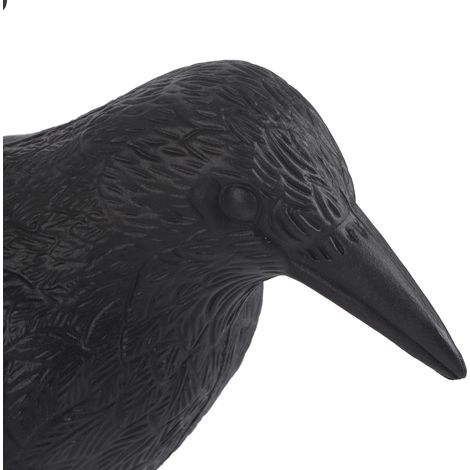 Épouvantail Corbeau en Plastique Noir avec Plumes - Répulsif Oiseaux pour Jardin et Cour Extérieure (1/5)