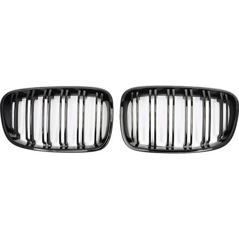 Parrilla frontal tipo riñón, plástico ABS duradero, ajuste perfecto para la serie compacta de lujo, negro brillante. (1/2)