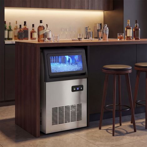 Fabbricatore di ghiaccio professionale, 36 kg/24h, acciaio inox, capacità 7,5 kg, 36 cubetti ogni 10 minuti.