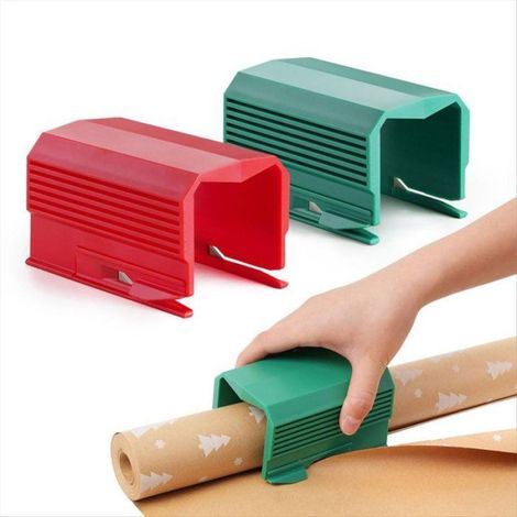 Coupe-Papier - Double Lame - Pour Rouleaux Papier Cadeau - Antidérapant - 2 Pièces (1/5)