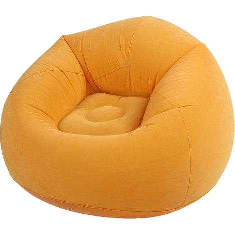Aufblasbarer Sessel, Einzelsofa, PVC-beflockt, aufblasbare Lounge-Couch für Wohnzimmer, Schlafzimmer, Büro, Outdoor, Reisen, leuchtend gelb (1/5)
