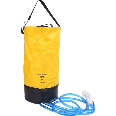 Sac de douche de camping en PVC pliable et portable de 10 L, étanche, idéal pour les voyages et la randonnée (jaune) (1/5)