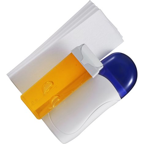 Kit d'épilation professionnelle : chauffe-cire, cartouche de cire, papier dépilatoire, épilateur, prise UK 230 V, miel. (1/5)