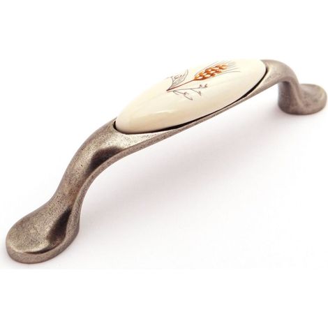 Porzellangriff VENUS BA 96 mm Cremefarbig / Silber Antik - Ähre (1/4)