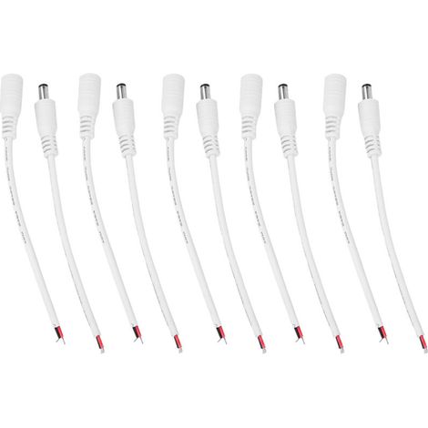 Corètes de Connecteur de Fiche d'alimentation de Baril à 5 Paires Connecteurs de Prise Féminine Masculine 5.5x2.1m (Black) (White) (1/5)