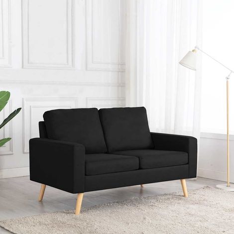 Canapé 2 places en tissu noir avec coussins, 130 x 76 x 82,5 cm - PANGIVO (1/5)