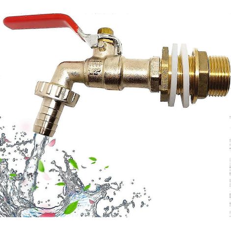 Robinet pour réservoir de 1000 l, robinet récupérateur d'eau de pluie, adaptateur pour réservoir de 1/2" (13 mm), adaptateur de vidange pour réservoir IBC, robinet en laiton pour IBC (1/5)