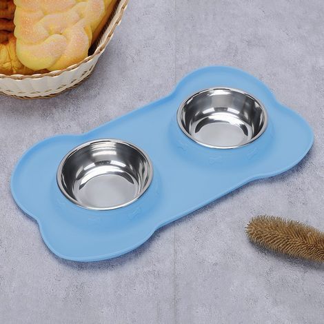Comedero antideslizante de acero inoxidable para mascotas (azul) (1/5)