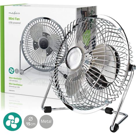 Nedis Ventilatore da scrivania tavolo computer pc alimentazione USB 3 Watt 15 Cm Acciaio