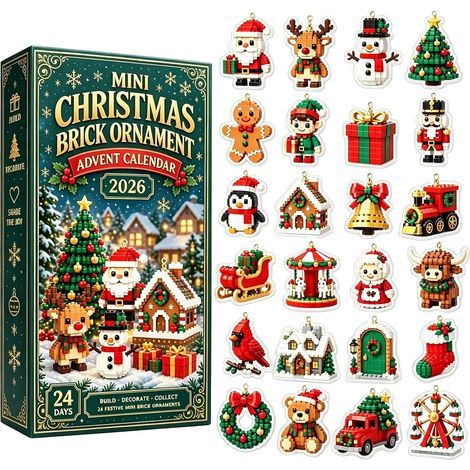 Calendrier de l'Avent miniature de 24 jours avec ornements en pierre de Noël 2D (1/5)