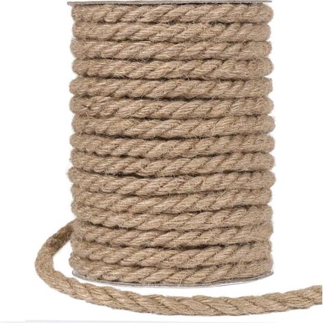 Ficelle de jute épaisse de 20 m et ficelle de chanvre de 10 mm pour emballage, décoration intérieure et jardinage (1/4)