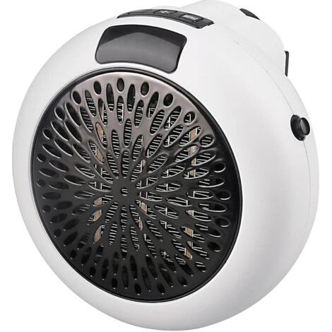 royaluxe-Radiateur Electrique Chauffage d’appoint électrique Céramique sur Prise Murale LED - Télécommande - Thermostat réglable - 400 Watts – Blanc (1/4)