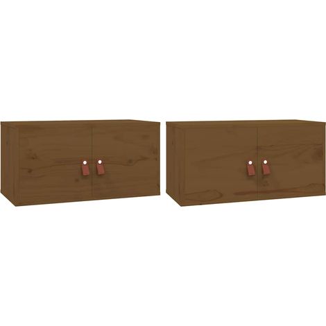 vidaXL Armarios de pared 2 uds madera pino marrón miel 60x30x30 cm (1/2)