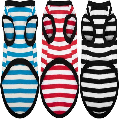 Ensemble gilet sans manches pour animaux de compagnie Irovami Fresh en coton et lin rayés, vêtements d'été respirants et confortables pour chiens, multicolores (1/5)