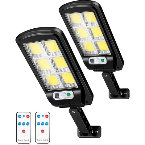 Lampe solaire de jardin sans fil étanche avec télécommande 2 Park 800W, applique murale solaire extérieure 6 COB avec détecteur de mouvement, 3 modes-AquaForge