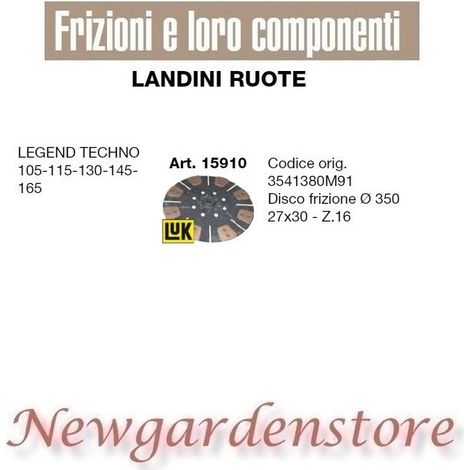 Disco embrague tractor 350mm 27x30 Z16 15910 RUEDAS LANDINI LEGEND TOP 105 165