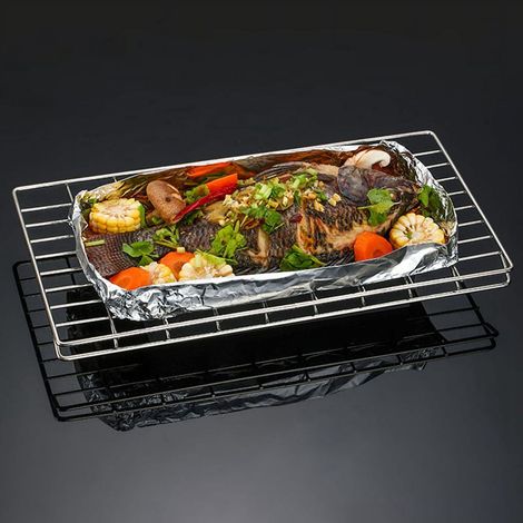 Grille De Refroidissement - Treillis En Acier Inoxydable Pour Gâteaux Et Biscuits - Support Rectangulaire Pour Four Et Grill - 41 X 20 X 2,5 Cm - 1 Pièce (1/5)