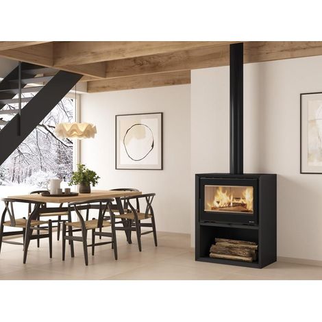 Poêle à bois raccordable - LA NORDICA Dante.16 avec range-bûches 12.4 kW (1/4)