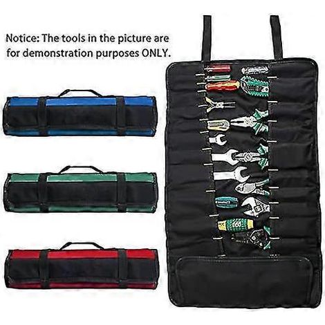 Sac à outils roulant, 23 poches, sac à outils multi-usages, sac à outils enroulable, organiseur d'outils, pochette à outils portable, tournevis, clés rouges, rangement d'outils - (1/5)